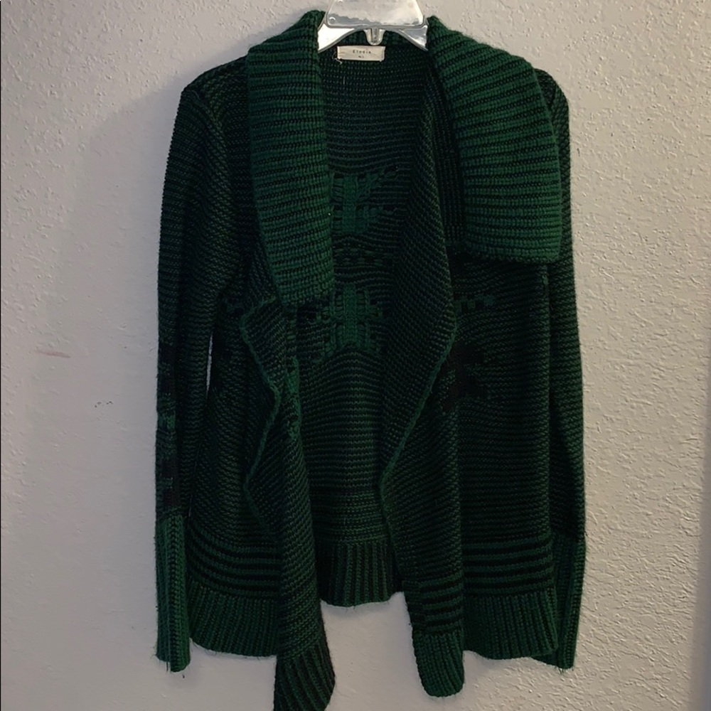 Green and black sweater cover up
